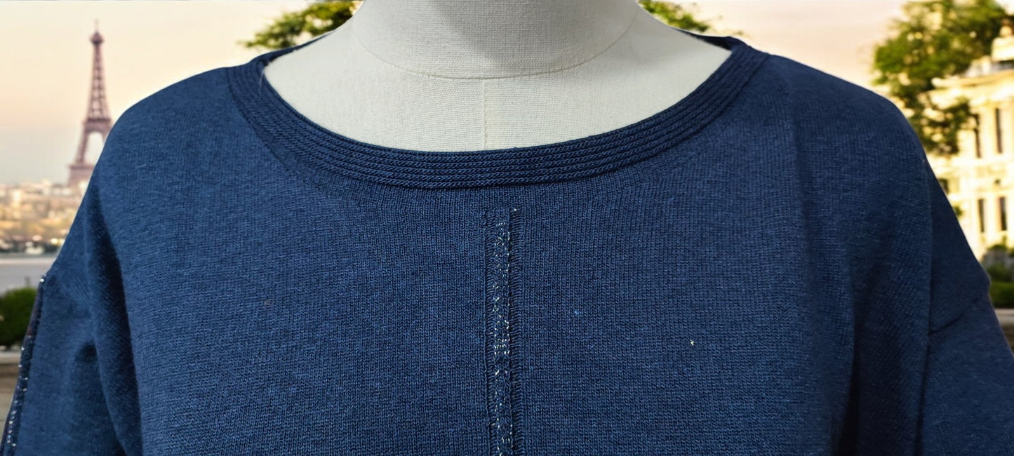 Girocollo Conformato Costa Lurex Blu Notte