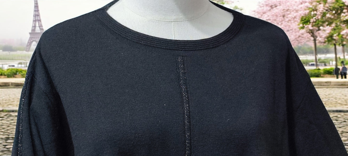 Girocollo Conformato Costa Lurex Nero
