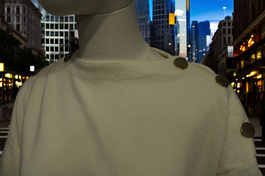 Maglia Bianco maniche lunghe con bottoni sulle spalle