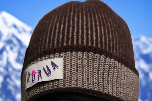 Berretto Cashmere Marrone/Panna