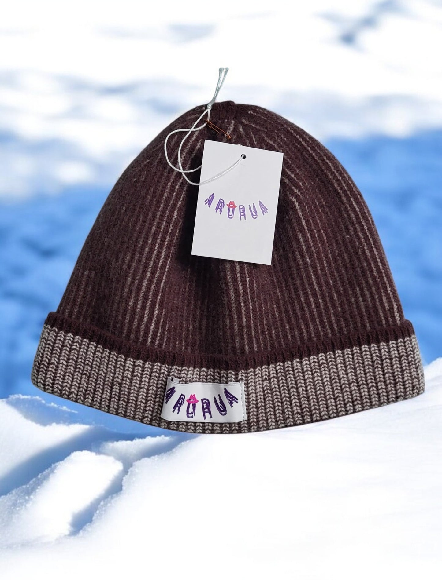 Berretto Cashmere Marrone/Panna