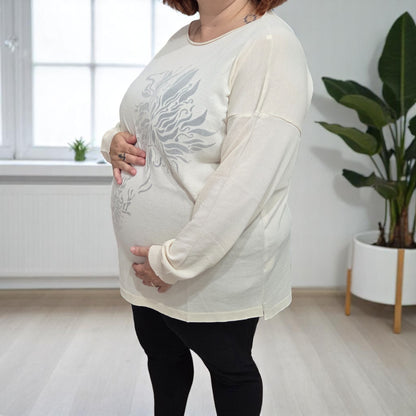 3886 - MAGLIA A MANICHE LUNGHE CON STAMPA FIORI DEVORE'
