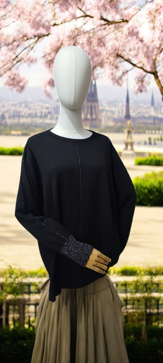 Girocollo Conformato Costa Lurex Nero