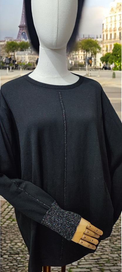 Girocollo Conformato Costa Lurex Nero