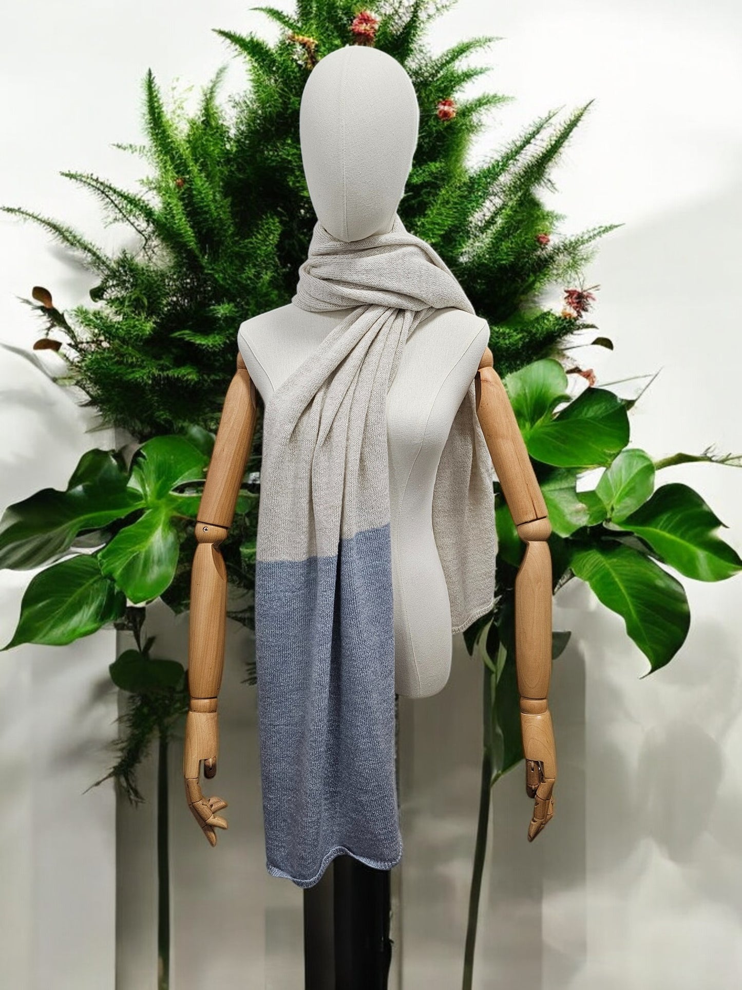 Sciarpa Panna/Azzurro 100% mohair