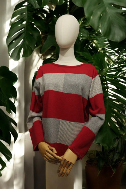 Girocollo Righe Rosso