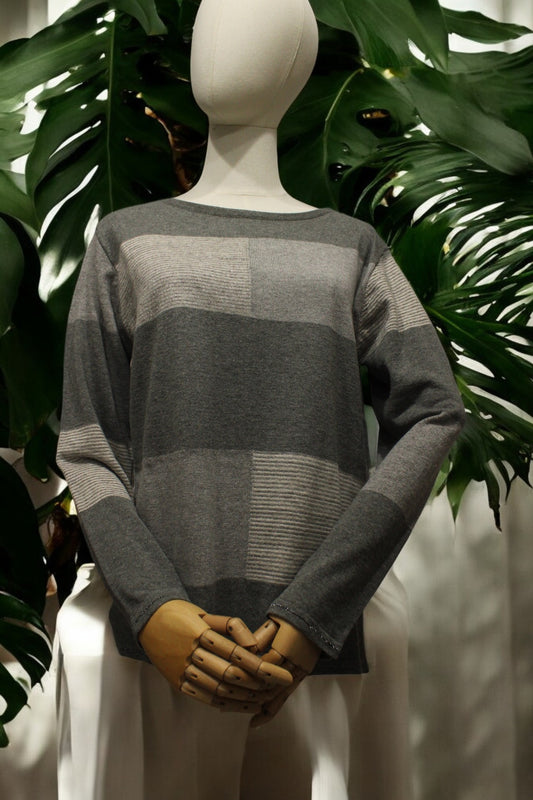 Girocollo Righe Grigio
