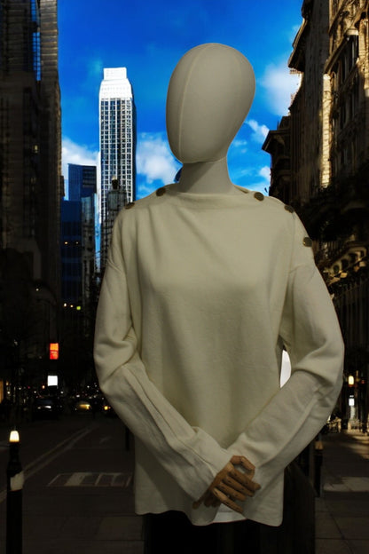 Maglia Bianco maniche lunghe con bottoni sulle spalle