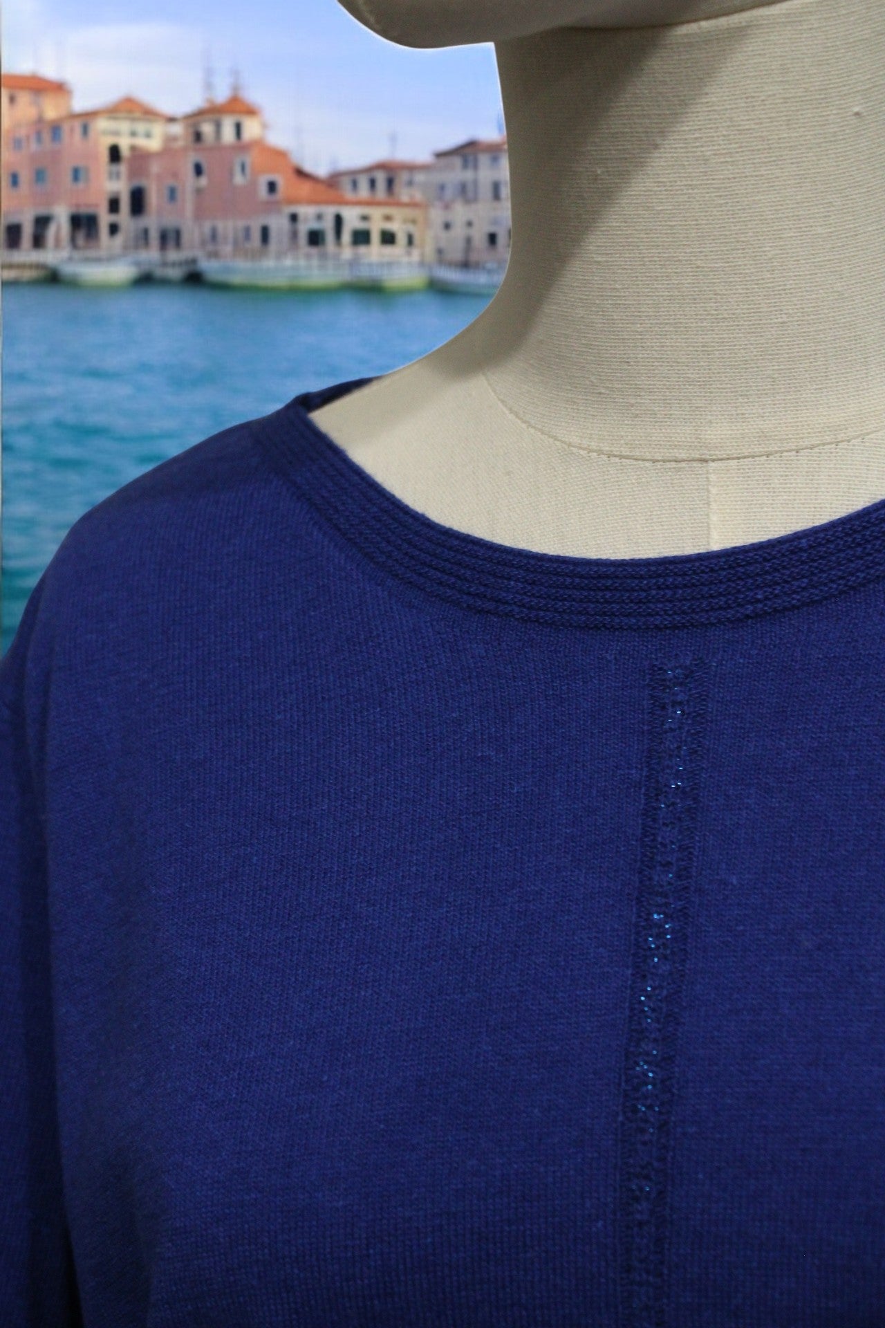 Girocollo Conformato Costa Lurex Bluette