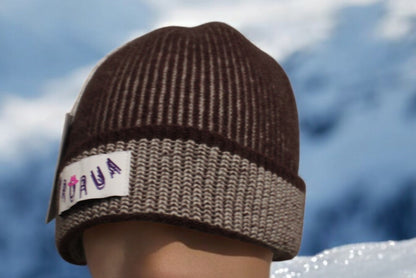 Berretto Cashmere Marrone/Panna