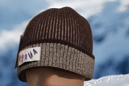 Berretto Cashmere Marrone/Panna