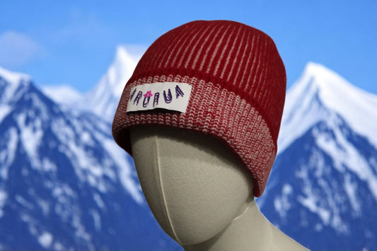 Berretto Cashmere Rosso/Panna