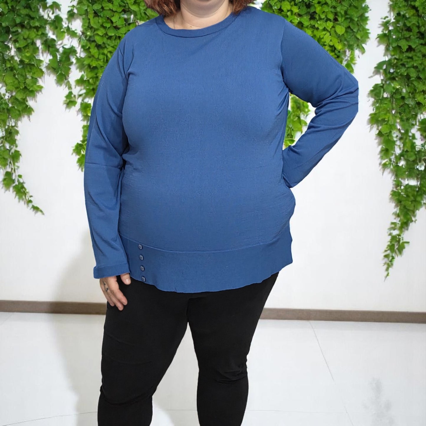 3883 - MAGLIA MANICHE LUNGHE CON BOTTONI IN BASSO