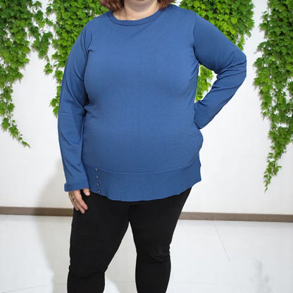 3883 - MAGLIA MANICHE LUNGHE CON BOTTONI IN BASSO