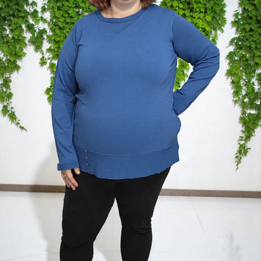 3883 - MAGLIA MANICHE LUNGHE CON BOTTONI IN BASSO